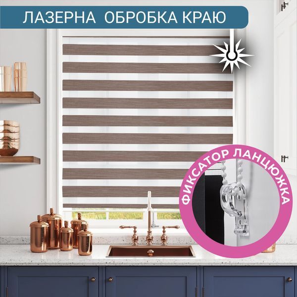 Ролети День Ніч RollShop 30х150 см Льон Коричневий GY01-198 фото