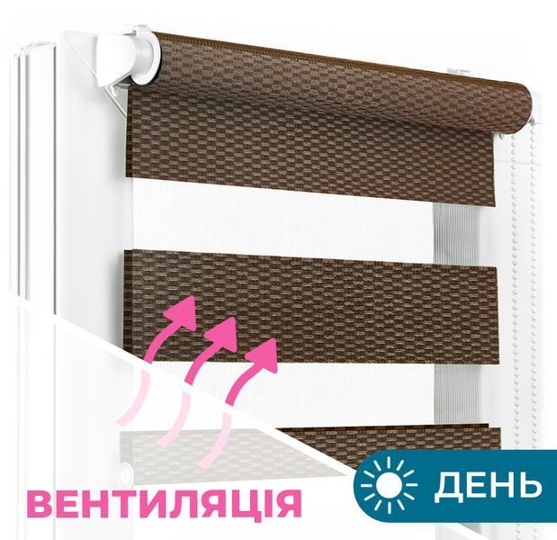 Ролети День Ніч RollShop 30х170 см Ротанг Коричневий з нижнім фіксатором GY01-209 фото